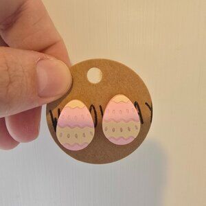 Willow May Pastel Pink And Yellow Easter Egg Earrings